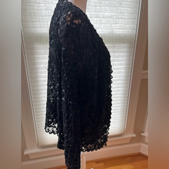 🔥🔥S M Collection XL Womens Dressy Black Lace & Beaded Lined Top 2 Piece - Picture 6 of 7